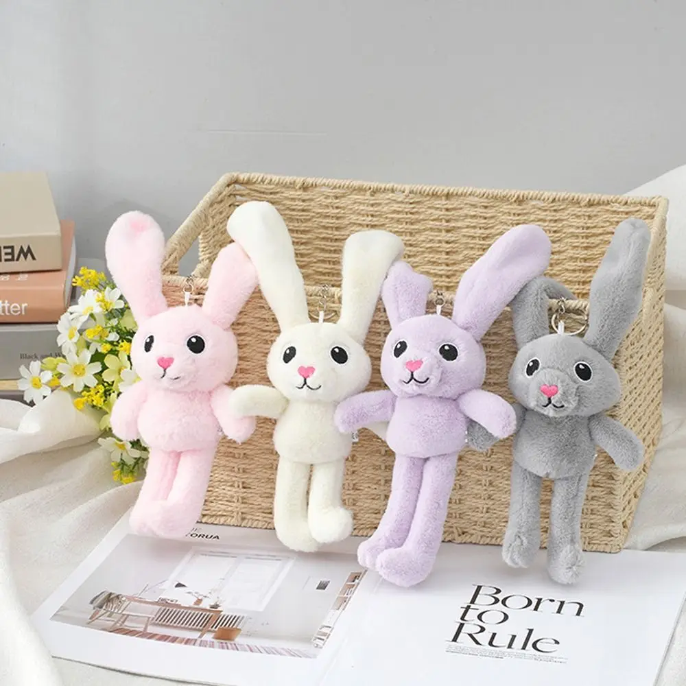 

1pcs Cartoon Plush Pulling Rabbits KeyChain Ears Can Be Pulled Cartoon Long Eared Plush Doll Stuffed Animals Schoolbag Pendant