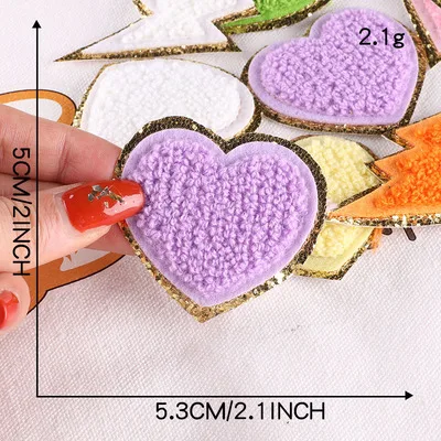 1Pc Sequin Chenille Embroidery Patches Rainbow/Lightning/Heart Patches Appliques Iron On Patches For Children Woman Clothes 