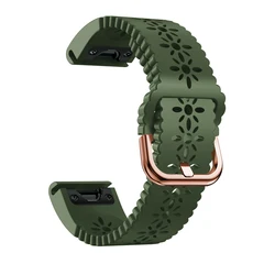 Elegant Lace Silicone Quick - Fit Watch Strap - 20mm Women's Bracelet Band - Fenix 7S Pro (Army green)