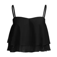Sexy Sleeveless Pleated Ruffle Crop Tanks For Women Trendy Double Layer Chiffon Blouse T-shirt Crop Tanks For Women Plus Size - Image 5