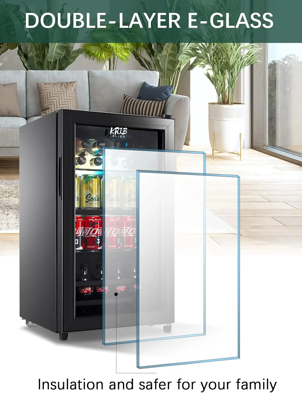 Beverage Refrigerator and Cooler for 120 Cans, Mini Refrigerator with Wire Adjustable Shelving, Small Drink Dispenser Machine 6
