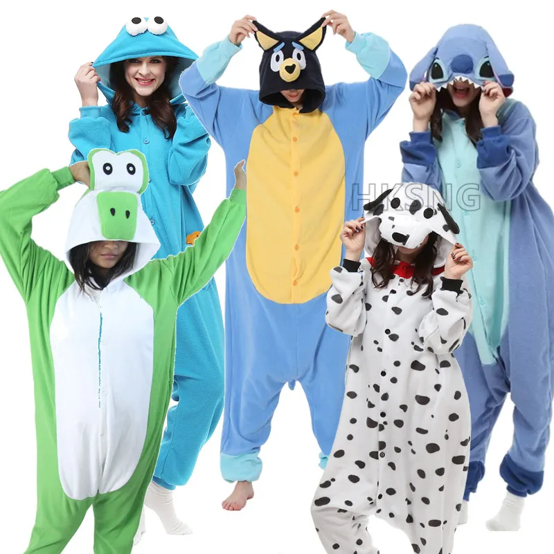 Kigurumi Pajamas Onesies Cosplay Pajamas Onesies Adult Stitch Yoshi Onesies Shark Cat Fox Kigurumi Pajamas Monkey Turtle Bear Pijama Cartoon Halloween Costumes Jumpsuits Outfit