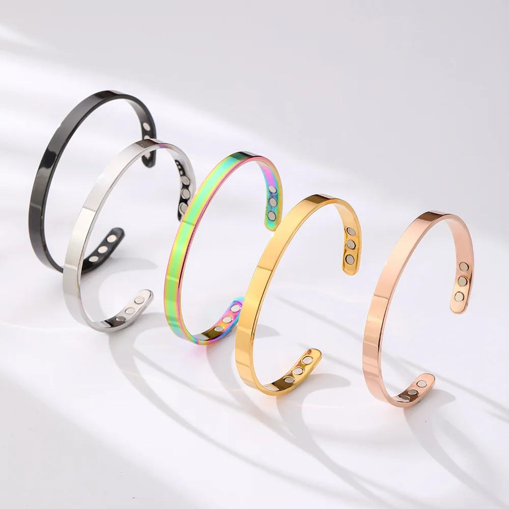 Elegant Titanium Steel & Copper Magnetic Bracelet – Adjustable Wellness Jewelry Gift