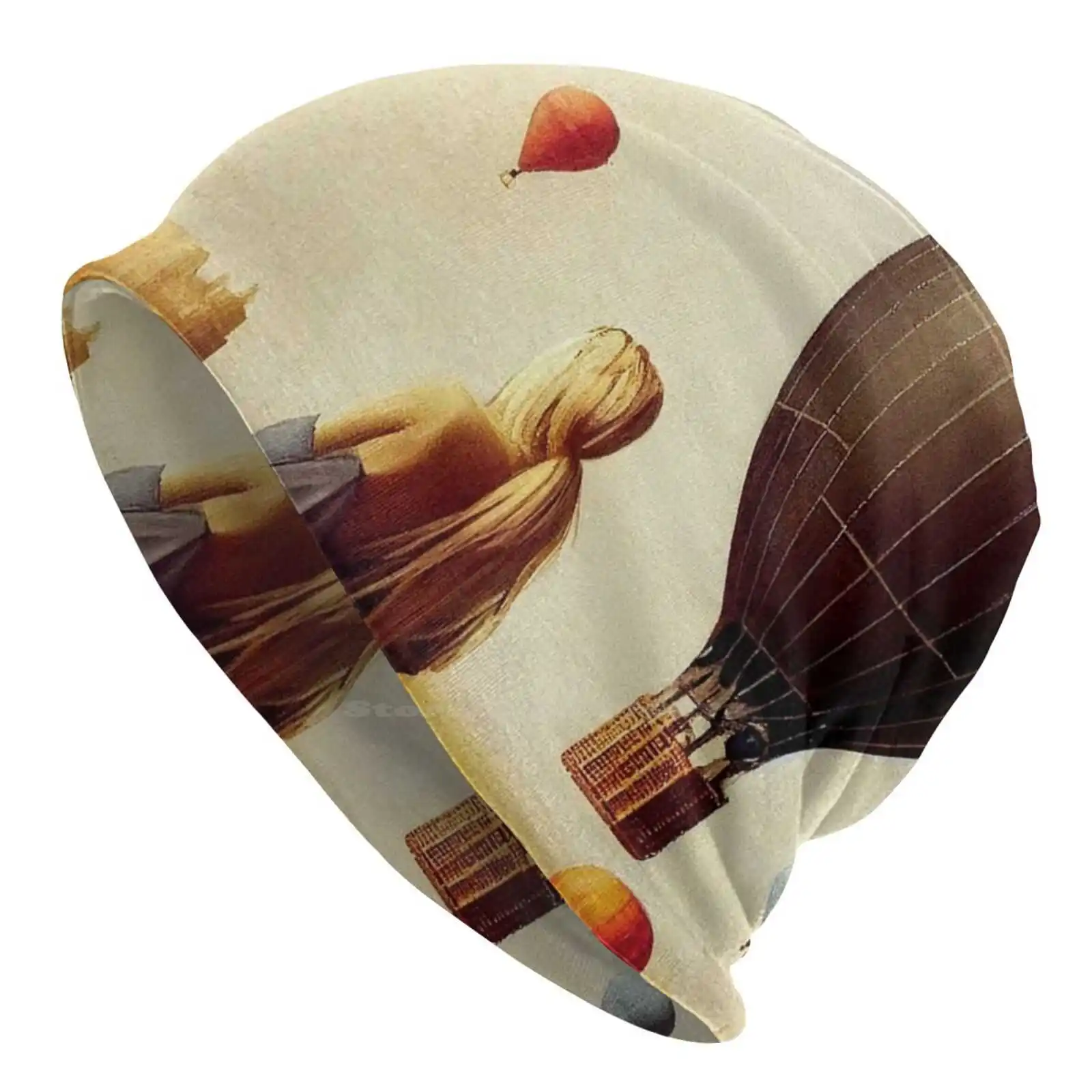 Mongolfiera Cappello Lavorato A Maglia Berretto Caldo Berretti Da Esterno Palloncini Ad Aria Calda Mongolfiera Volante Steampunk Ragazza Bionda Surrea