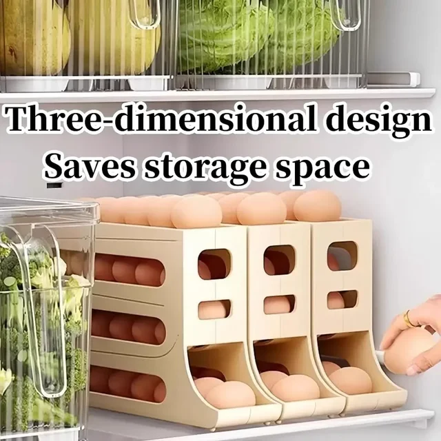 Boîte de Rangement d'emoufs pour Réfrigérateur, Porte Latérale de Cuisine, Conservation des emoufs T1, Roulement existent, Support d'Évaluation, 4 Niveaux 1