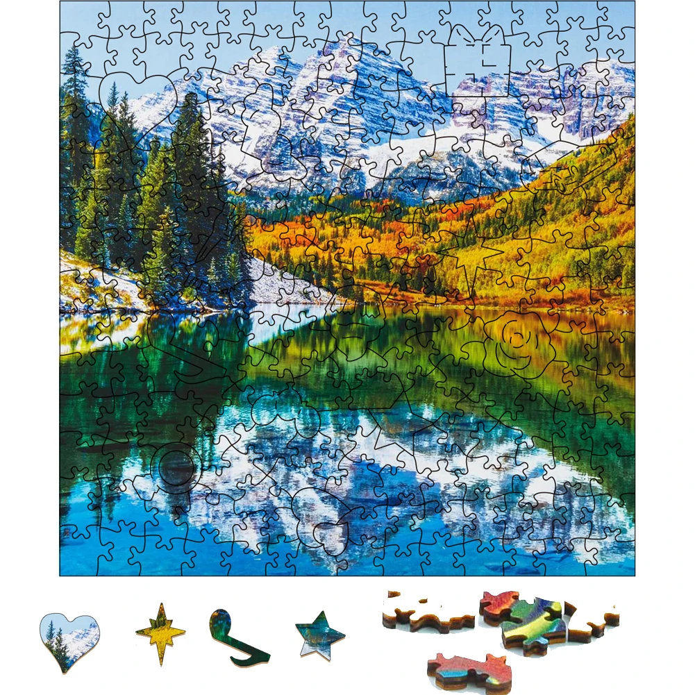 Quiet Mountain Lake  Wooden Jigsaw Puzzle Party Games Toys For Adults Wood Puzzles  Board Game Wood  Scenery Toys For Kids farm outing wooden jigsaw puzzle party games toys for adults wood board game wood puzzle farm class toys for children