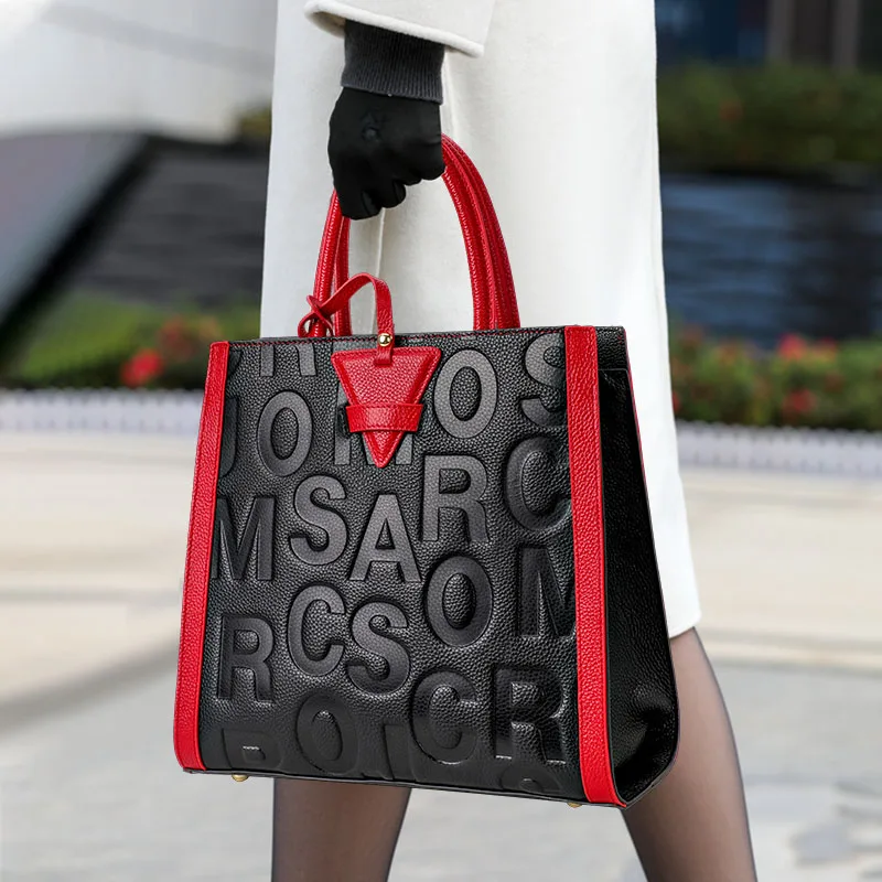 Bolso De Mano De Cuero Genuino Para Mujer, Organizador