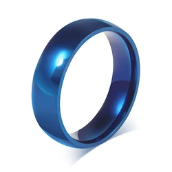 Elegant Unisex Multicolor Stainless Steel Ring - 6mm Classic Design - 8 (Blue)