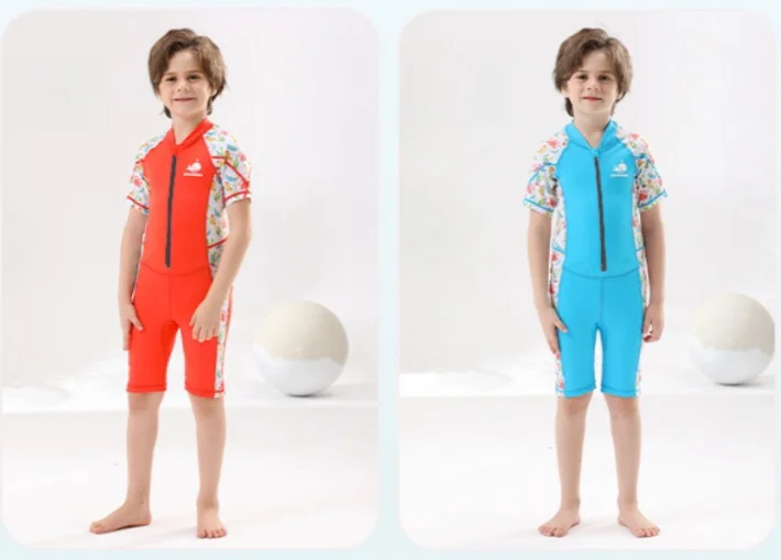Boys and Girls One Piece Rash Guard Swimsuit Kid Water Sport Short Swimsuit UPF 50+ Sun Protection Bathing Suits