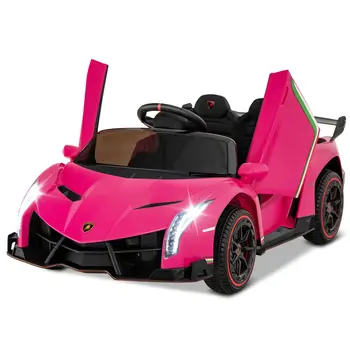 DORTALA Licensed Lamborghini 4WD Kids Ride-on Sports Car 12V Battery Powered Electric Vehicle with 2.4G Remote Pink/Black