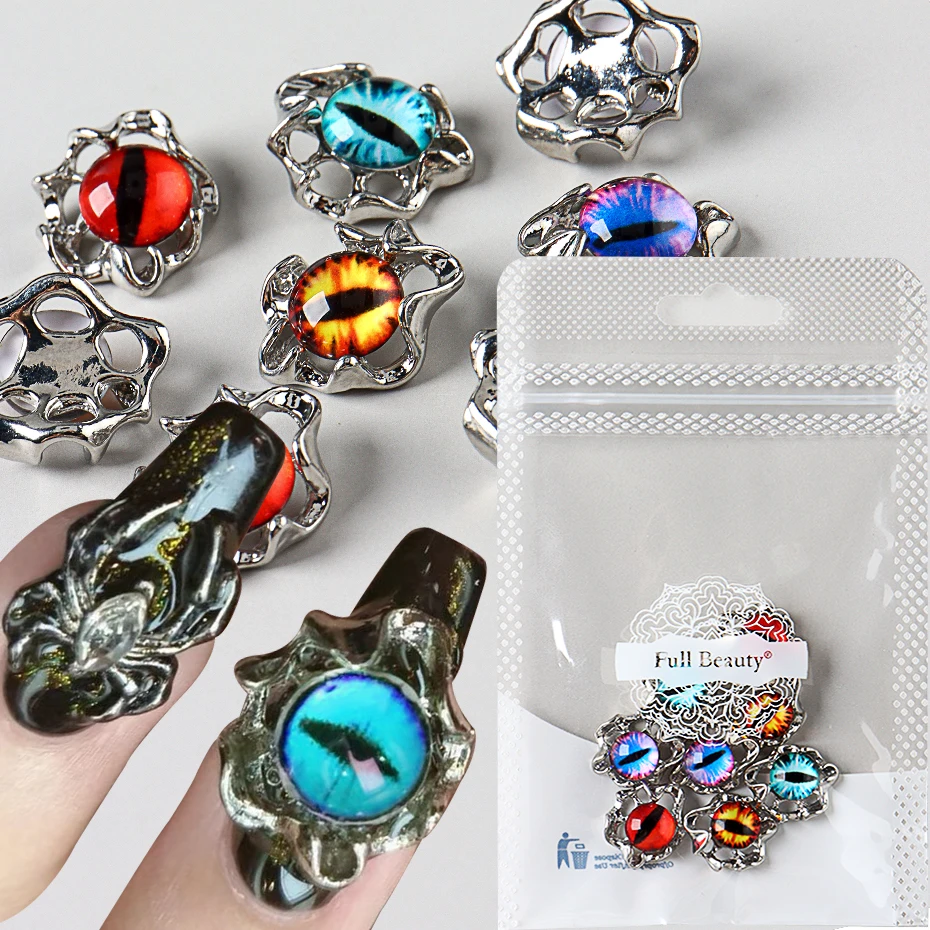 1Bag Nail Figures Charm Metal Alloy Halloween Spider Design Evil Eyes Skeleton Jewelry Parts Manicure Art Decoration Accessories