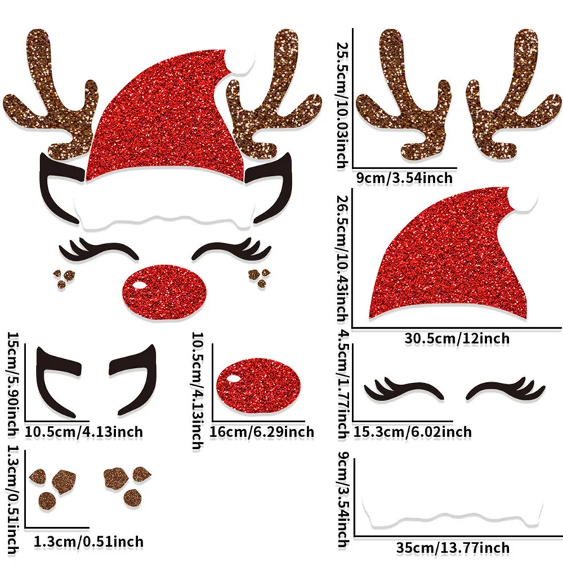 New Christmas Decoration Door Stickers Elk Christmas Tree Snowman Cartoon Felt Window Stickers Christmas Home Decoration Supplie
