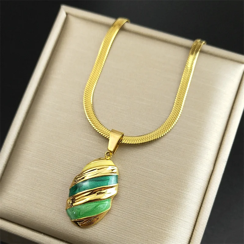 Ästhetische geometrische Anhänger Halskette für Frauen Edelstahl Gold Farbe Y2k Coole Schlüsselbein Kette Mädchen Kragen Jewerly NZZZ405S1 – Detail 6