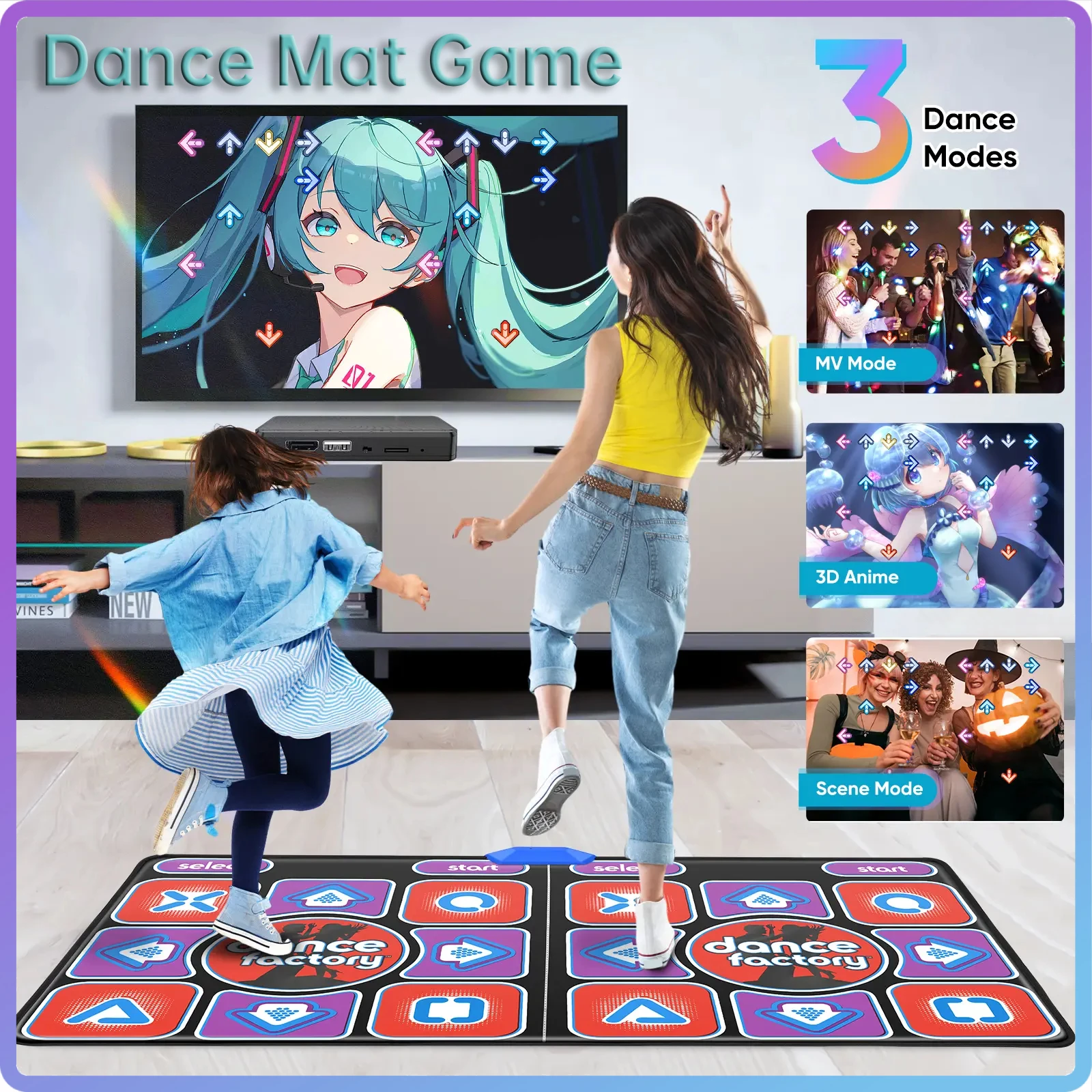 Double Dancing Mat with Remote Controller Non-Slip Dance Pad Multi-Function Music Game Mats Portable Electronic Yoga Mat for TV