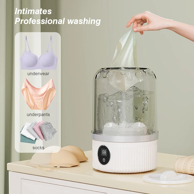 Mini lavatrice per biancheria intima ricaricabile 1L calzini elettrici lavatrice per uso domestico piccolo detergente per biancheria intima portatile senza fili 4