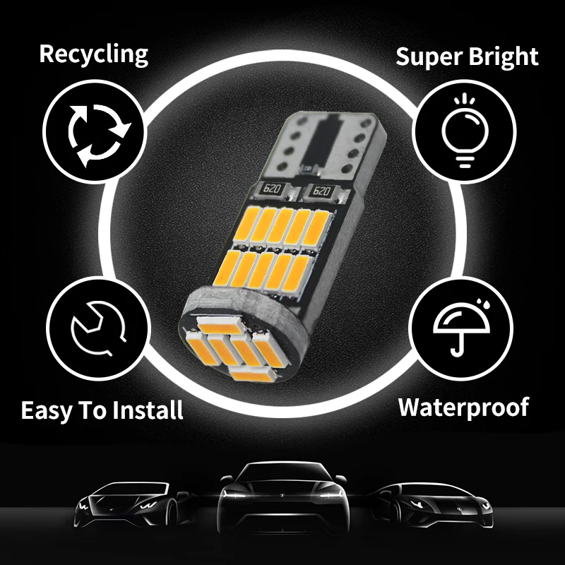 �ڵ��� �� ���� ��ȣ�� ���� ��ȣ ���� �׼�����, W5W T10 LED ����, 26SMD �ſ� ���� 6000K Canbus, 2 ��