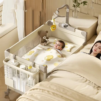 6-in-1 Convertible Baby Crib - Foldable Co-Sleeper with Changing Table, Rocking Bassinet & Playpen 1