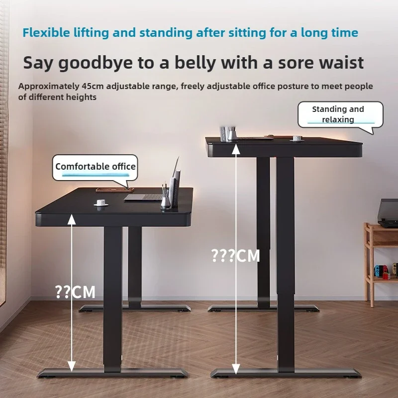 Minimally Modern Tempered Glass Computer Table Desktop Home Office Desk Bedroom Desk Storage with Drawers Gaming Table