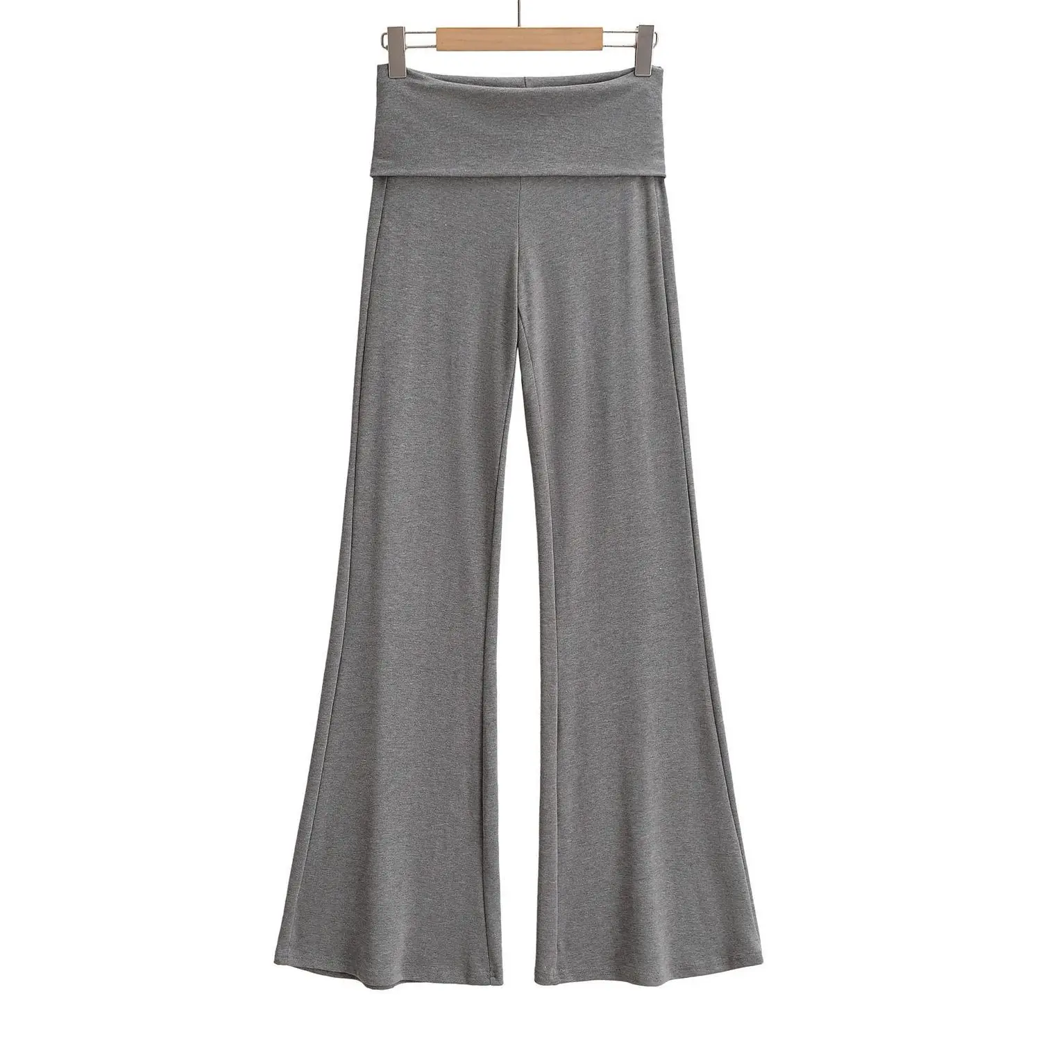 Women Folded Low Waist Cotton Jersey Foldover Pant Soot