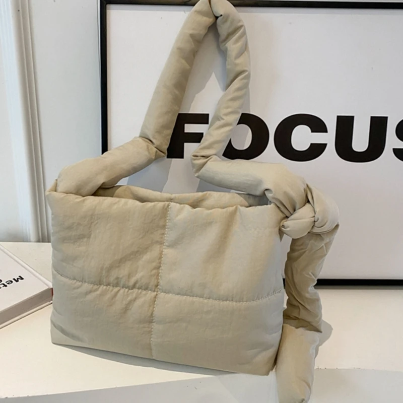 Shoulder Bag Large Capacity Solid Color Puffer Square Bag Trendy Bag