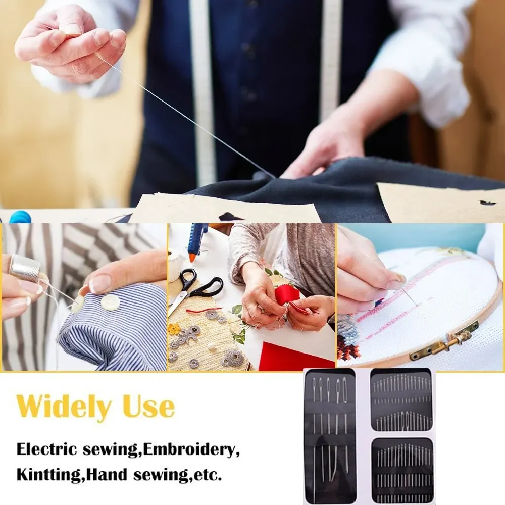 Needles Set with Different Stainless Steel Big Eye Hand 55 Pieces Sewing Sizes for Sewing Needlework Embroidery Needles