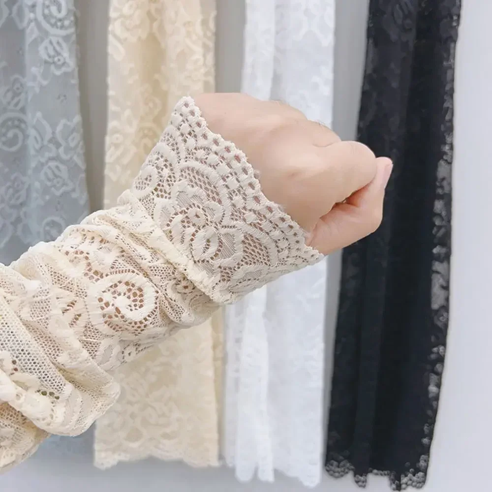 Ice Silk Lace UV Protection Long Sleeve Gloves Half-Finger Design for Cycling Outdoor Sun Protection Arm Covers