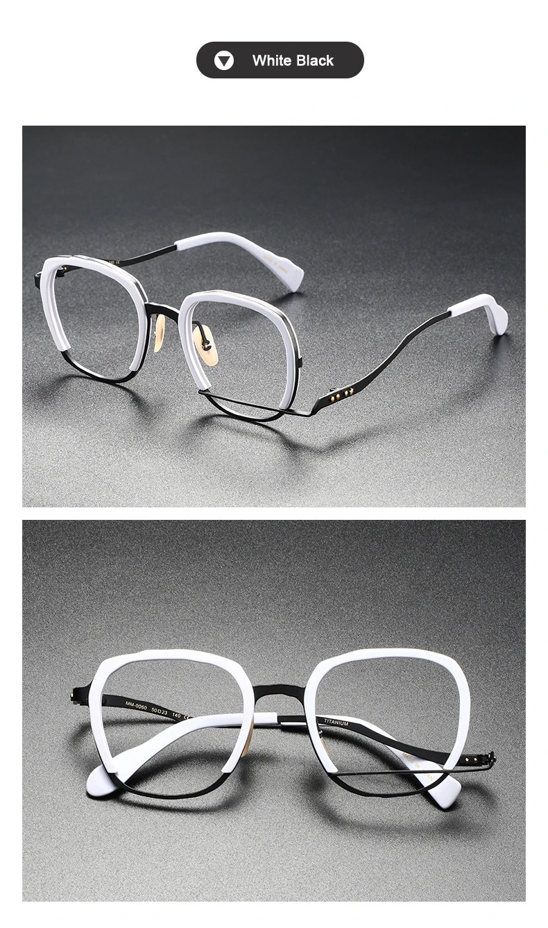 Japanische handgemachte Designer marke mm0060 Vintage Titan mit Acetat Brillen Frauen Männer unregelmäßige optische Brillen rahmen – Detail 14