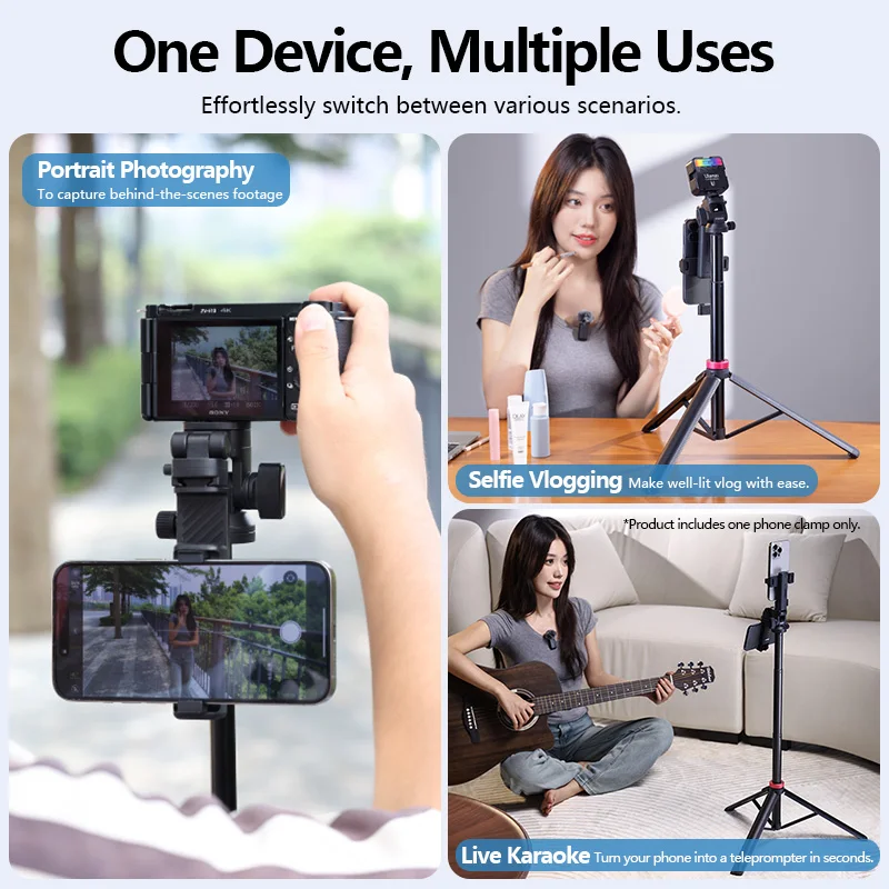 Ulanzi MT-78 Quick-Release Tripod with Cold Shoe Mount 1.85M Height with Flexible Ball Head for Selfie Vlogging Live Photograph