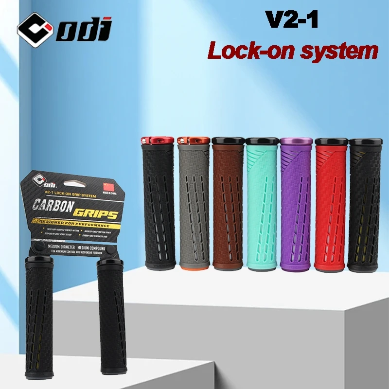 

ODI V2-1 Bicycle Grips Silicone Shockproof Mtb Cuffs CNC Aluminium Alloy Lock Ring Bike Handle Cycling Accessories