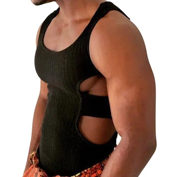 Abbigliamento uomo Bodybuilding gilet sportivo a coste elegante canotta scavata sport t-shirt senza maniche Clubwear Gym Fintess