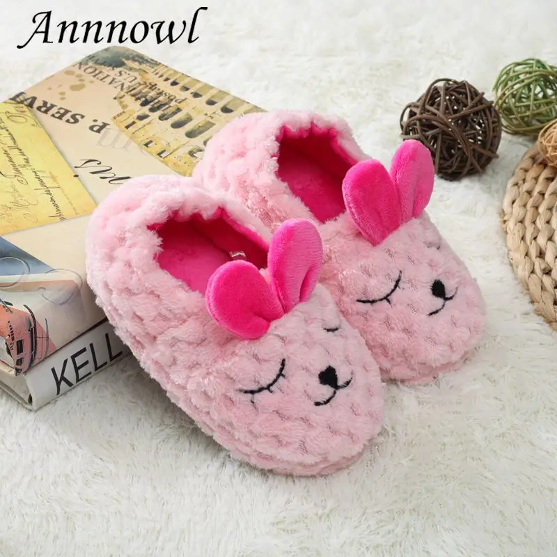 

Fashion Toddler Girl Slippers Winter Plush Warm Rabbits Pink Bunny Child Rubber Sole Shoes Kids House Indoor Footwear Baby Items