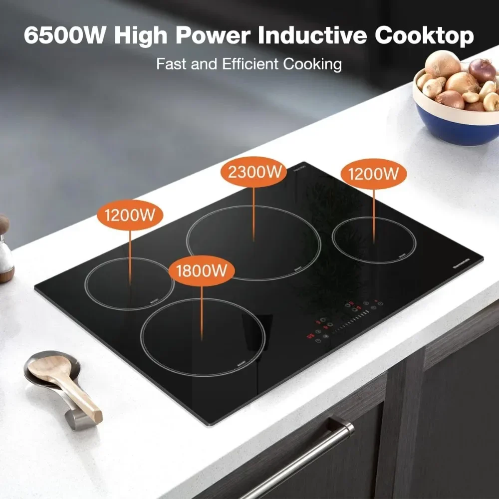 nduction Cooktop, 6500W Built in Induction Stove Top with 4 Boost Burner, ETL & FCC Certified Electric Cookt