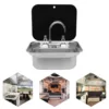 RV Caravan or Boat Stainless Steel Hand Wash Basin Sink with Folded Faucet  van Camper Trailer Accessories Sink with Tap 3