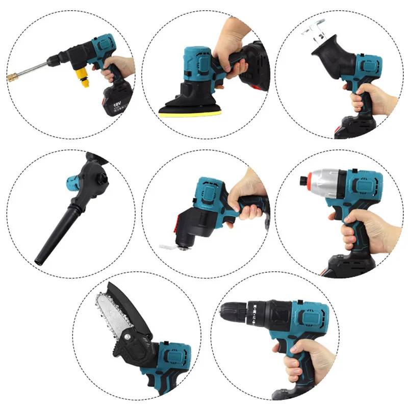 Brushless Multifunctional Tool Set Electric Screwdriver Electric Saw Water Gun Polishing Machine Reciprocating Saw Swinging Tool 6
