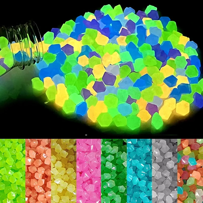 100/200Pcs Luminous Stones Garden Pebbles Luminous Pebbles Stones Outdoor Fish Tank Decoration Aquarium Yard Decor