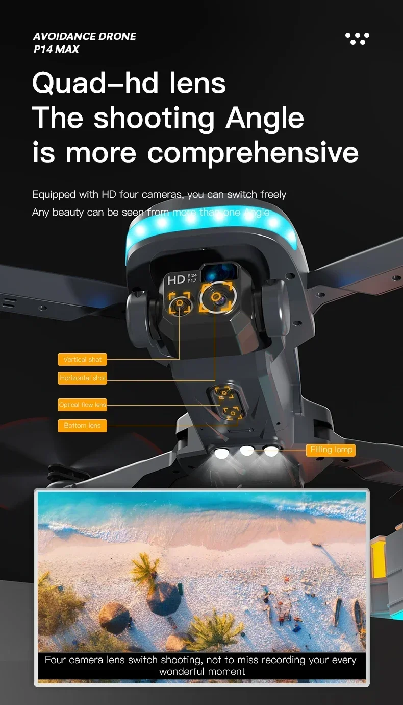 Xiaomi MIJIA P14 Drone Professional 8K GPS Dual Camera 5G Folding Obstacle Avoidance Optical Flow Positioning Upgraded 10000M