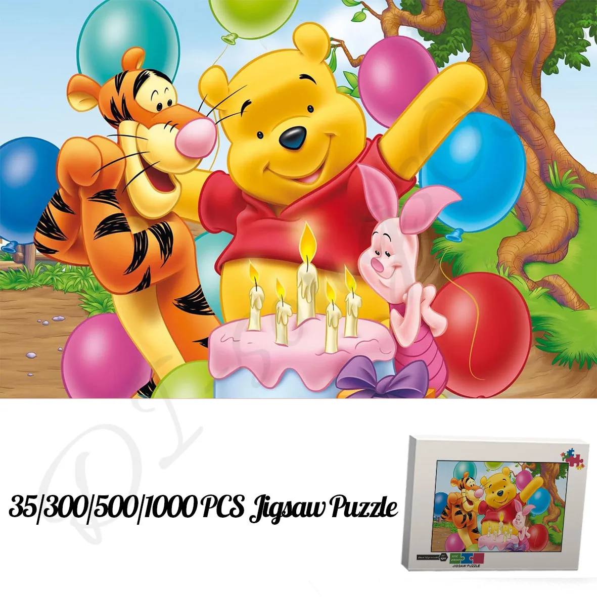 35 300 500 1000 Puzzles for Kids Winnie The Pooh Piglet and Tigger Disney Cartoon Roles Wooden Jigsaw Puzzles Educational Toys