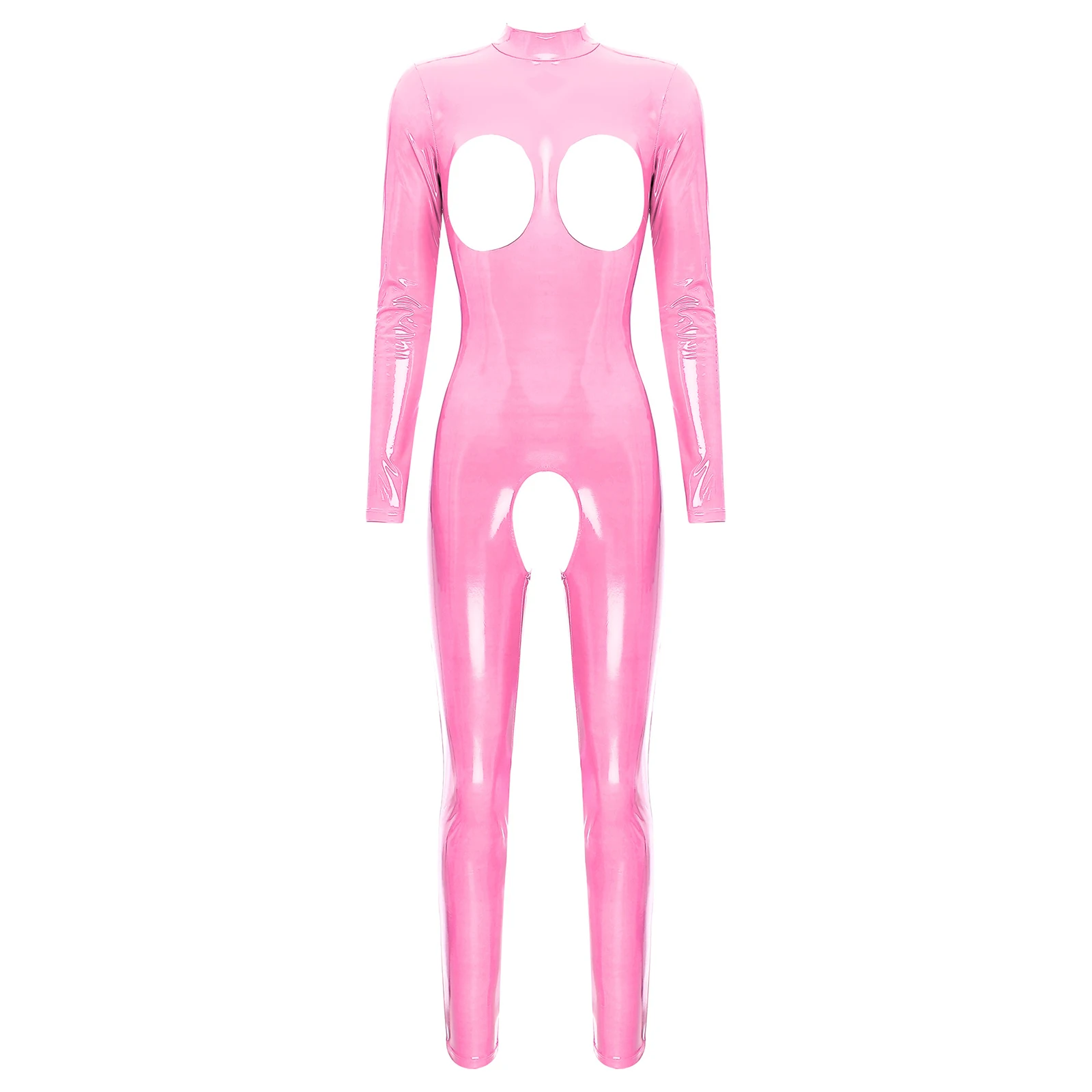 thumbnail image 1 of Mono Sexy de látex para mujer, Catsuit, lencería de aspecto húmedo de cuero sin mangas, mono de entrepierna abierta, disfraces de noche para discoteca Rave, 1 of 5