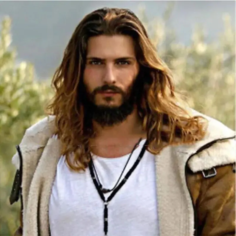 Мужской парик, искусственная кожа, V-образный вырез, 10x8 дюймов