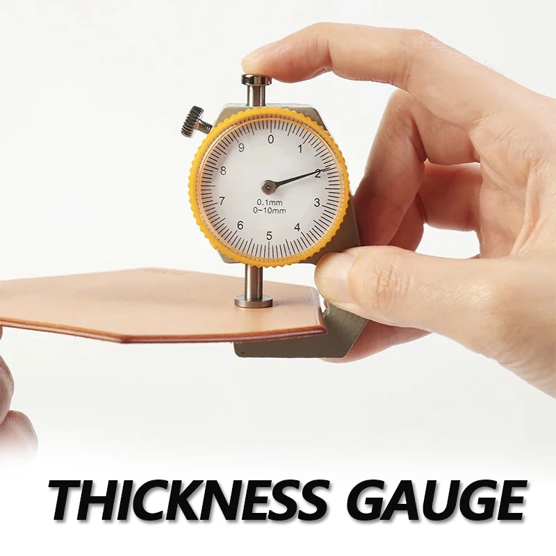 Leather Thickness Gauge Measuring Tools 0-10mm/0.1mm Dial Paper Meter Tester for Hollow Pipe or Circular Tube Caliper 1pc leather tool