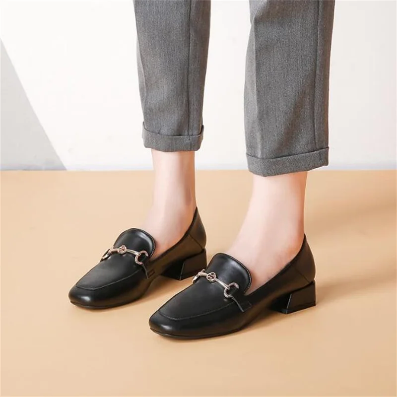 European and American Fashion Women's Shoes Retro Loaferflate Small Leather Shoes Light-mouthed Single Shoes Size 41 44 43