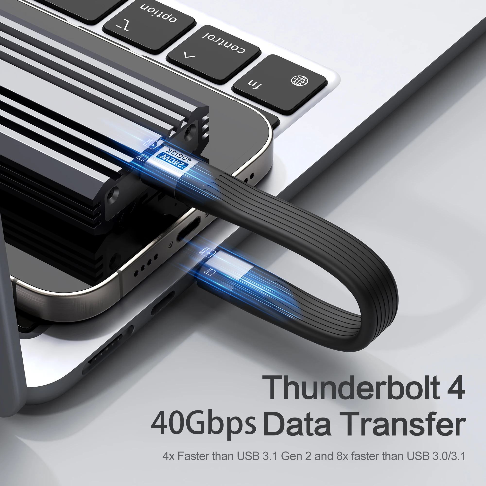 USB 4 케이블 휴대용 키체인 PD 240W USB C 충전 케이블 40Gbps 데이터 전송 케이블 8K 60Hz 비디오 디스플레이 아이폰 노트북 PC용