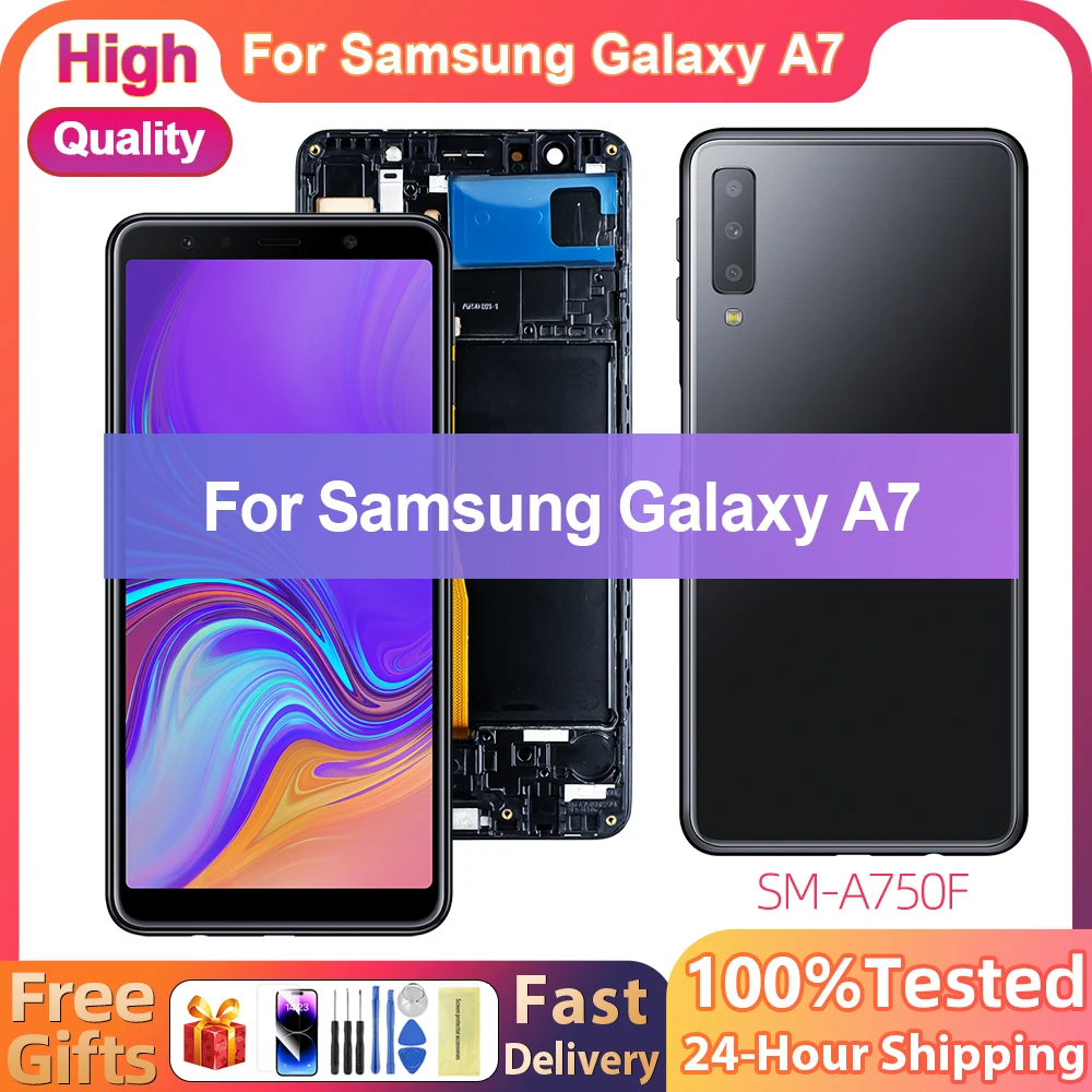 

AAA + качество A750 ЖК-дисплей для Samsung Galaxy A7 2018 LCD SM-A750F A750F A750 дисплей с рамкой сенсорный экран дигитайзер Замена