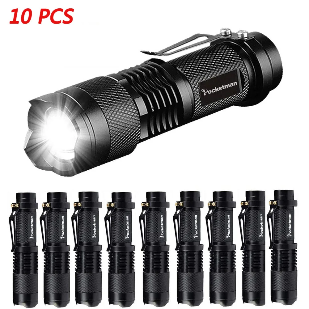 best led torch 10Packs Portable Mini Q5 LED Flashlight Tactical Lamp LED Torch Adjustable Focus Zoomable Flashlight for Gift, Hiking, Camping good flashlights Flashlights