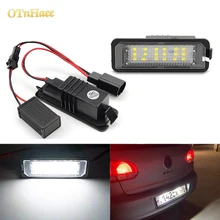 LED 번호 번호판 라이트 램프, VW Golf4/5/6/7 Passat B6 CC Eos Polo Superb Seat Leon Altea Canbus, 오류 없음 흰색, 2PCs