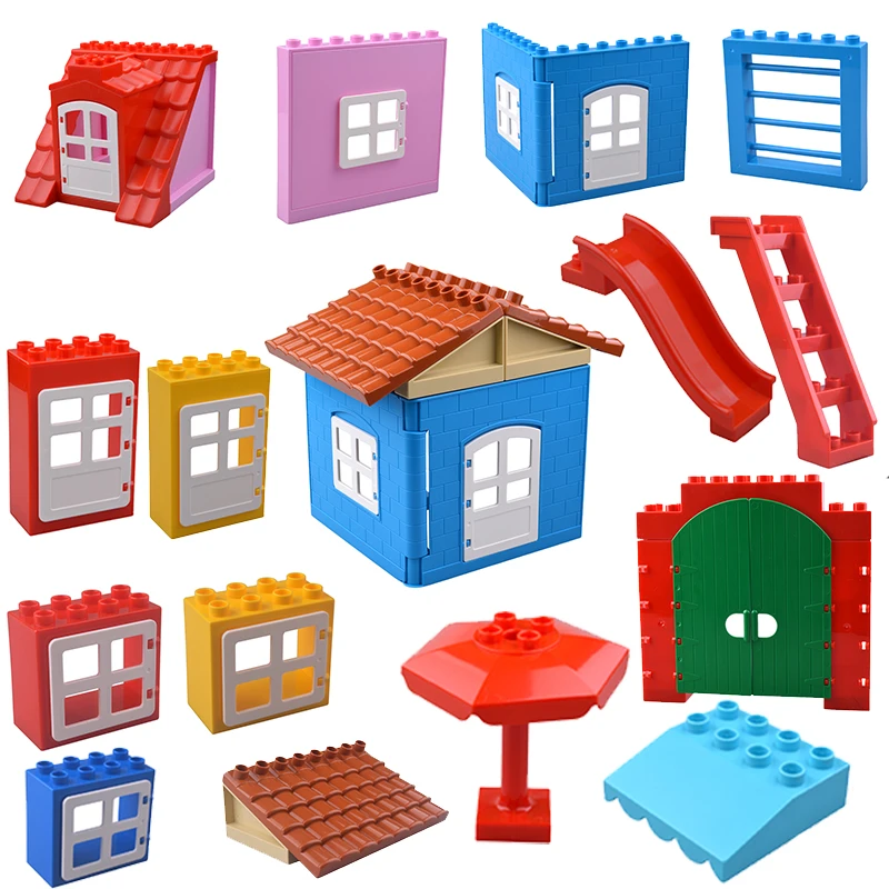 Big Building Blocks House Accessory Parts Roof Window Wall Construction Assemble Bricks Educational Toys For children gift