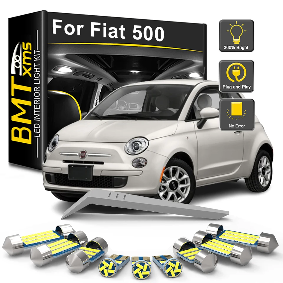 Kit Luci LED Interni Per Fiat 500 E Abarth 2012-2019 - 7 Pezzi 6000K Bianco