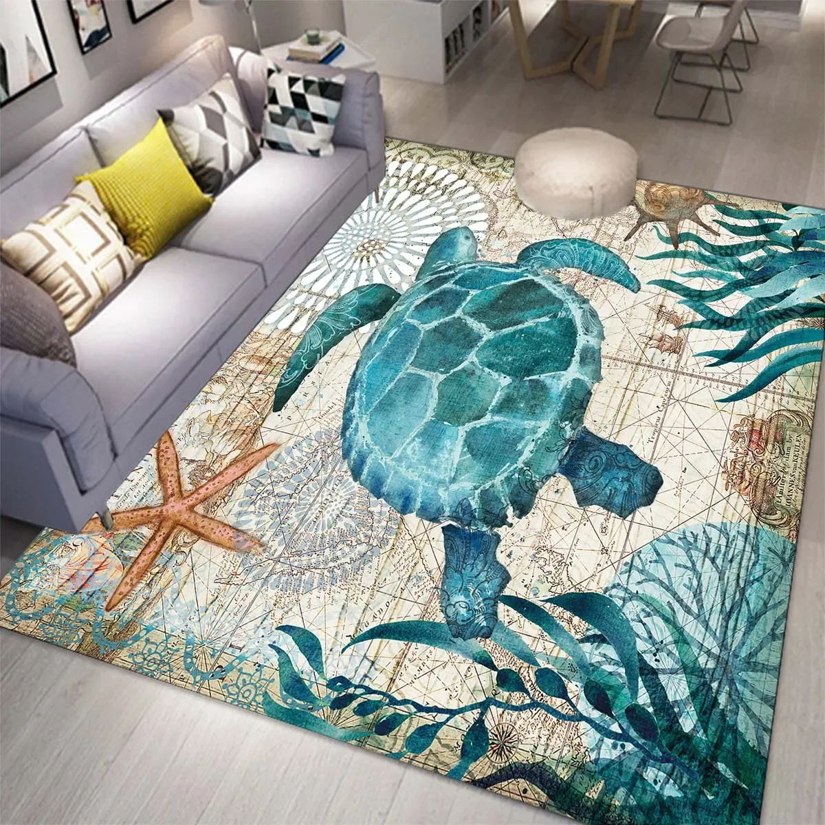 3D Sea Turtle Carpet for Living Room Home Decor Sofa Table Large Area Rugs Bedroom Anti-slip Floor Mat Bath Entrance Doormat
