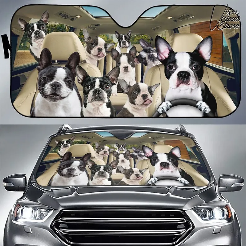 

Boston Terrier Personalized Car Sun Shade Camping Car Accessories Gift Decor Custom Car Gift For Him Gift For Dad Gift Accessori