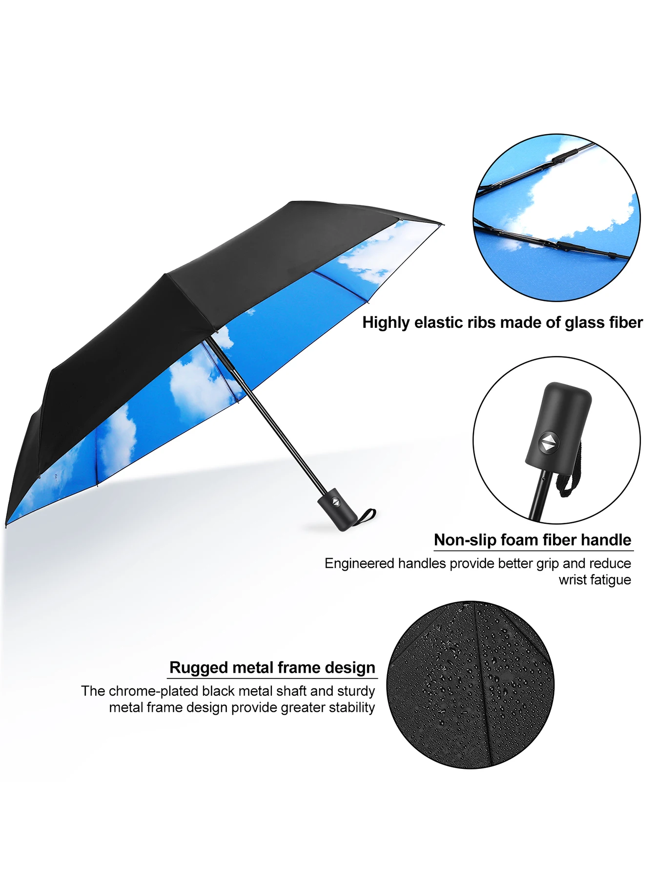 8 Ribs Blue Sky White Clouds Pattern Folding Automatic Windproof Anti-UV Rainproof Umbrella Men Car Luxury Women Umbrella folding umbrella automatic umbrella wind resistant umbrella windproof umbrella